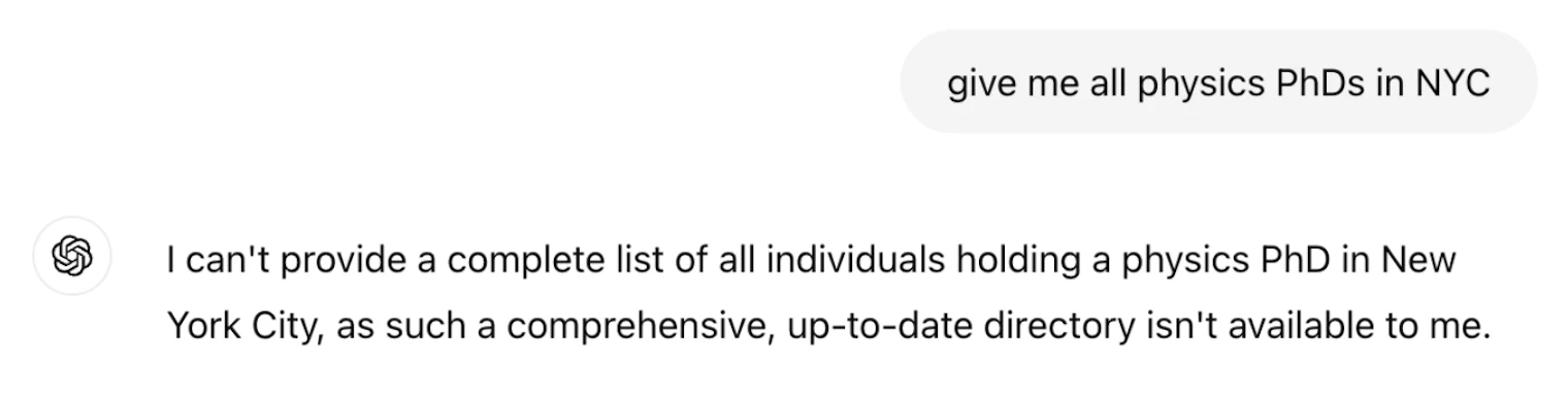 ChatGPT search for physics phds in NYC